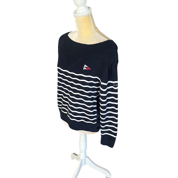 Saint James L'atelier Les Mathes Navy Striped Sweater Nautical Size Small 34 - Picture 10 of 16